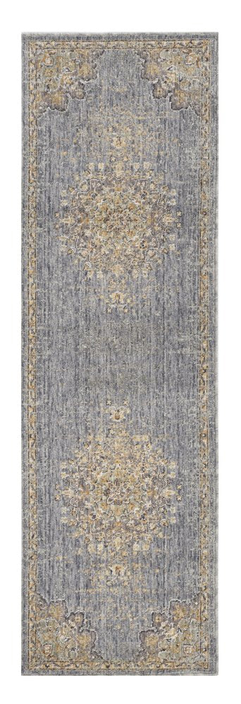 5' X 8' Slate Gray And Orange Wool Medallion Distressed Area Rug
