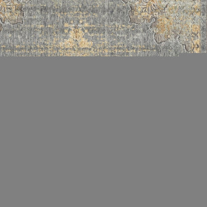 5' X 8' Slate Gray And Orange Wool Medallion Distressed Area Rug