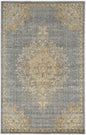 8' Slate Gray And Orange Wool Medallion Distressed Runner Rug