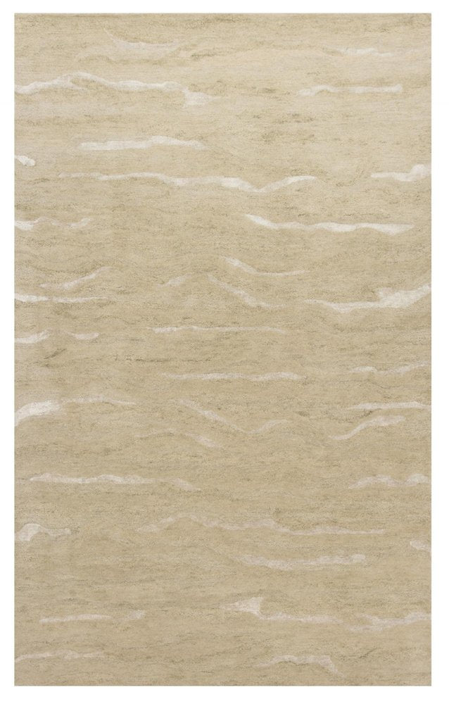 5' X 7' Beige And Ivory Abstract Hand Tufted Area Rug