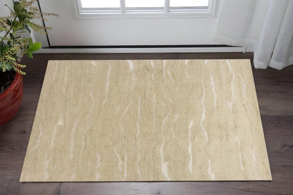 3' X 5' Beige And Ivory Abstract Hand Tufted Area Rug