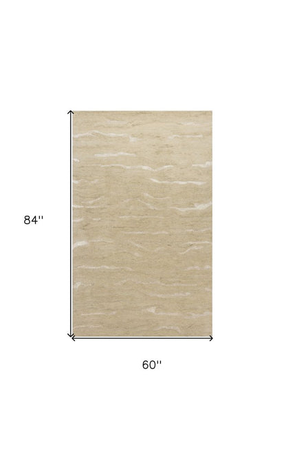 3' X 5' Beige And Ivory Abstract Hand Tufted Area Rug