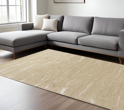 3' X 5' Beige And Ivory Abstract Hand Tufted Area Rug