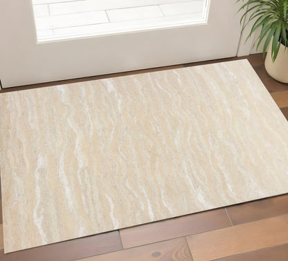 5' X 7' Beige And Ivory Abstract Hand Tufted Area Rug