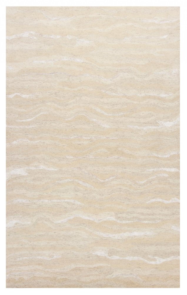 5' X 7' Beige And Ivory Abstract Hand Tufted Area Rug