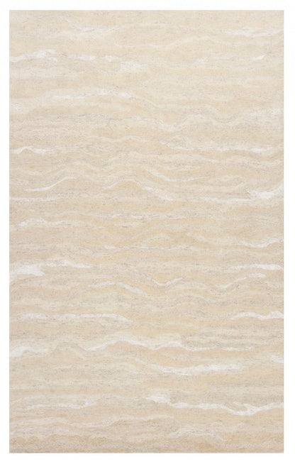 5' X 7' Beige And Ivory Abstract Hand Tufted Area Rug