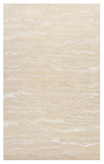 9' X 12' Beige And Ivory Abstract Hand Tufted Area Rug