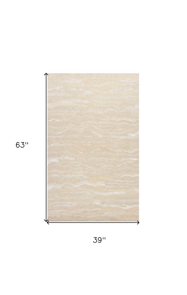 5' X 7' Beige And Ivory Abstract Hand Tufted Area Rug
