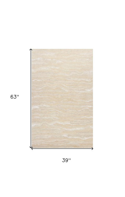 5' X 7' Beige And Ivory Abstract Hand Tufted Area Rug