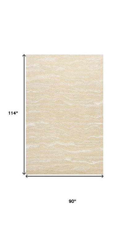 9' X 12' Beige And Ivory Abstract Hand Tufted Area Rug