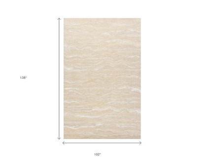 9' X 12' Beige And Ivory Abstract Hand Tufted Area Rug
