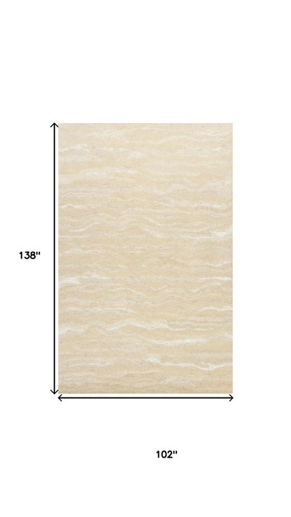 9' X 12' Beige And Ivory Abstract Hand Tufted Area Rug