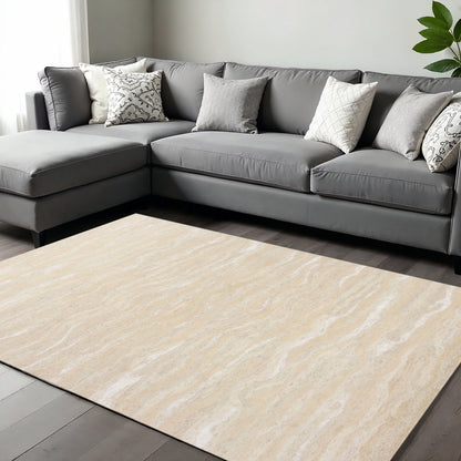 9' X 12' Beige And Ivory Abstract Hand Tufted Area Rug