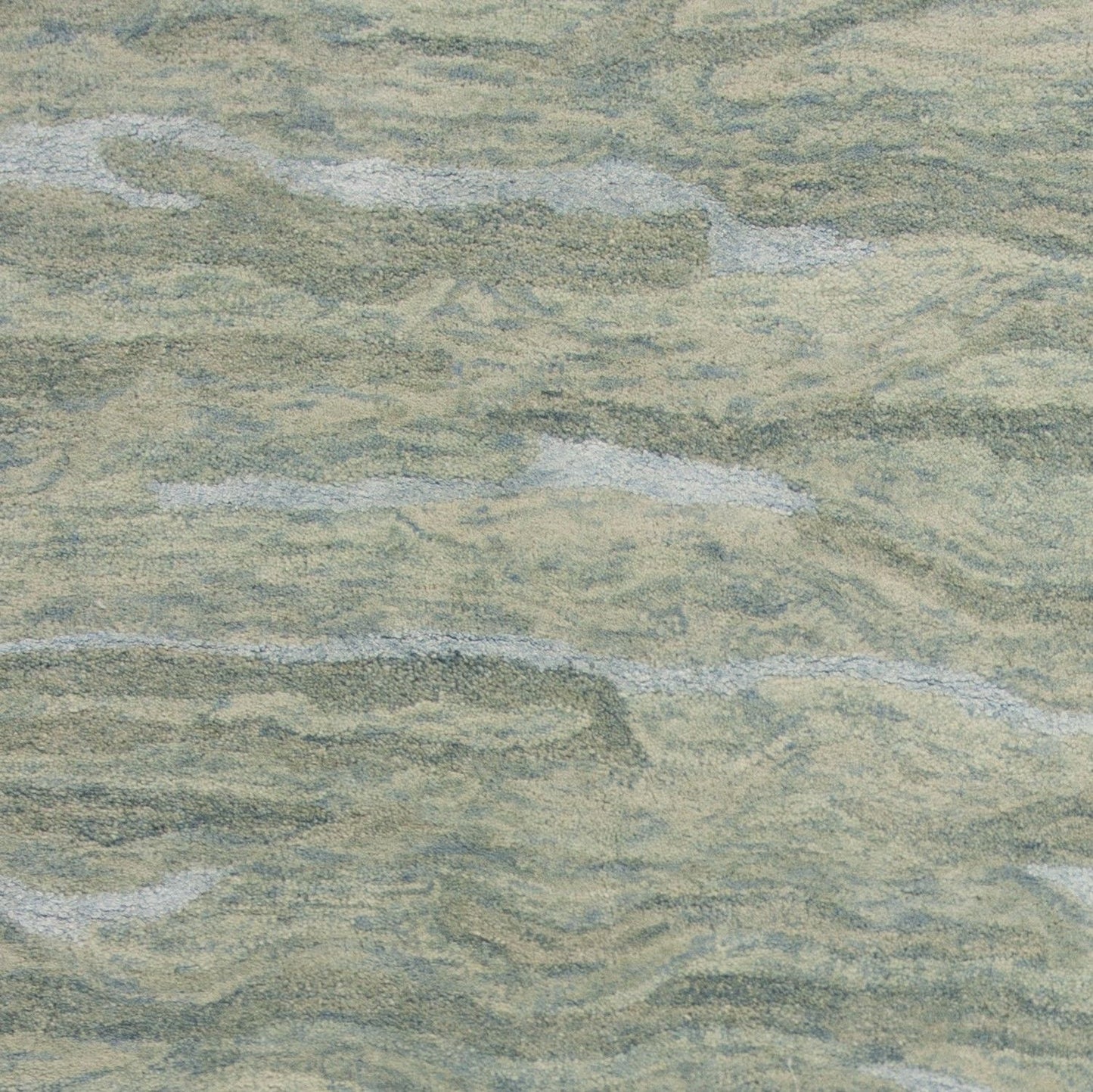 5' X 7' Blue Green And Beige Abstract Hand Tufted Area Rug