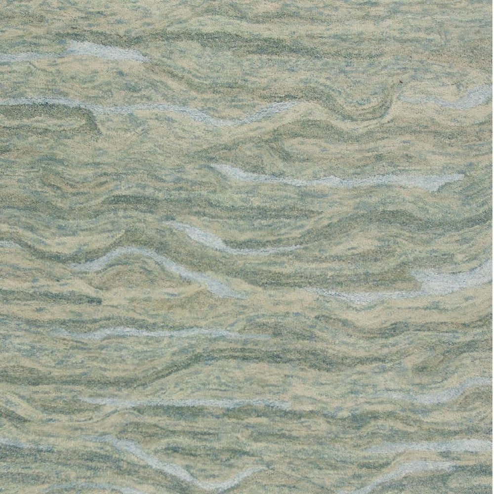 5' X 7' Blue Green And Beige Abstract Hand Tufted Area Rug