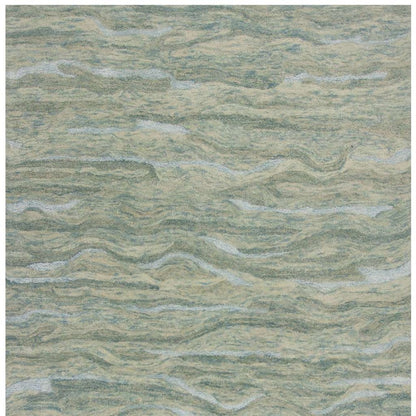 5' X 7' Blue Green And Beige Abstract Hand Tufted Area Rug
