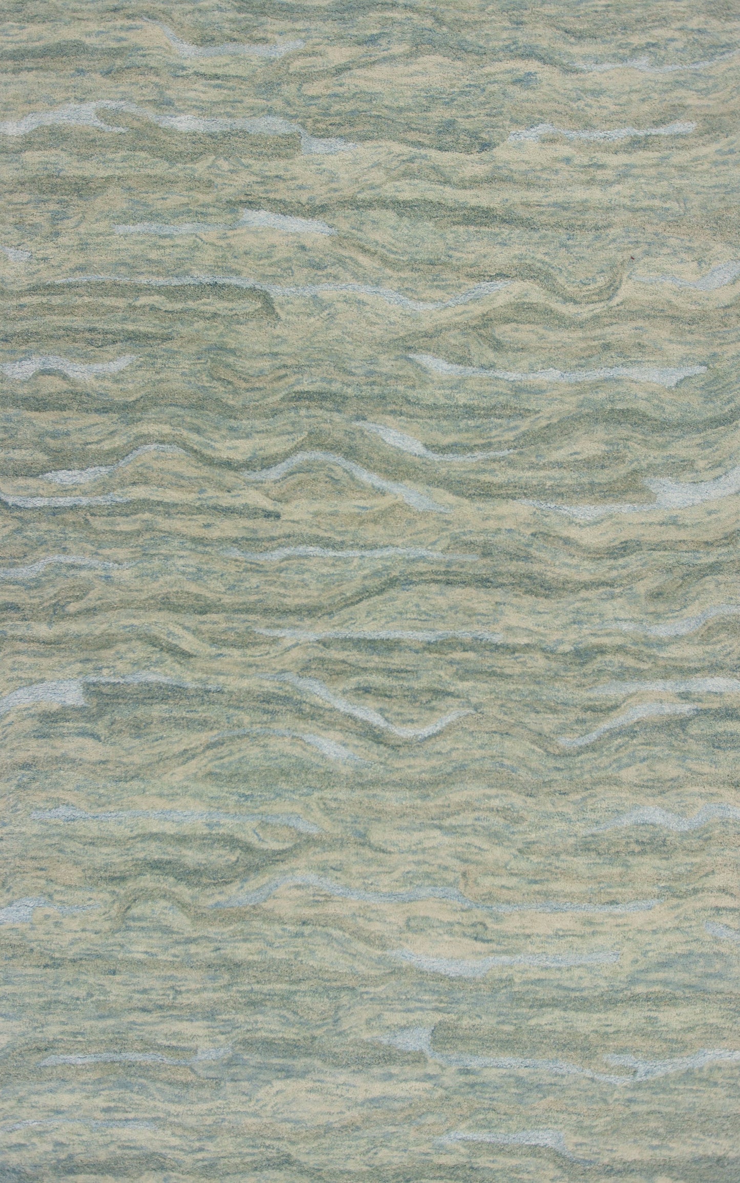 8' X 10' Blue Green And Beige Abstract Hand Tufted Area Rug