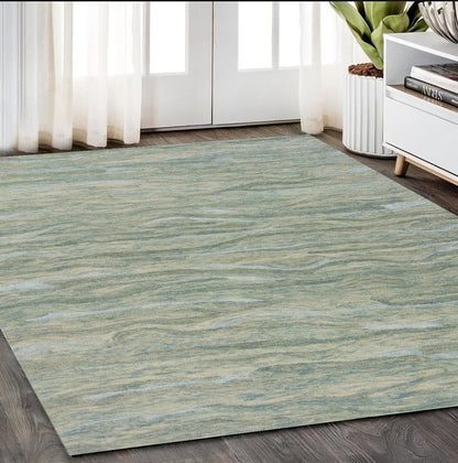 3' X 5' Blue Green And Beige Abstract Hand Tufted Area Rug