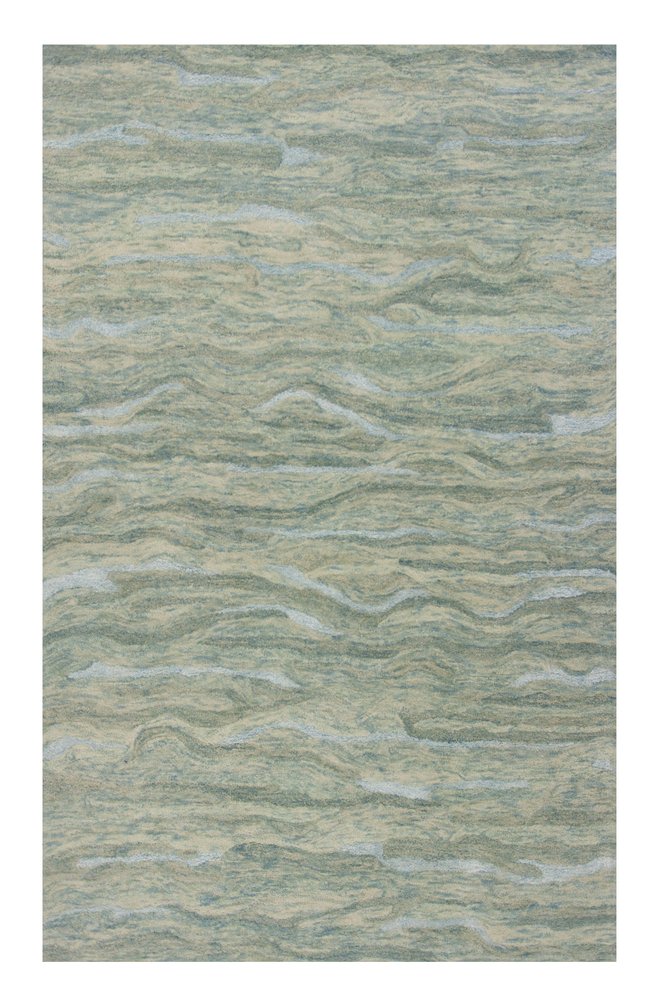 8' X 10' Blue Green And Beige Abstract Hand Tufted Area Rug