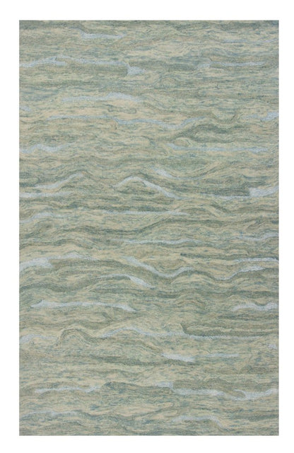 5' X 7' Blue Green And Beige Abstract Hand Tufted Area Rug
