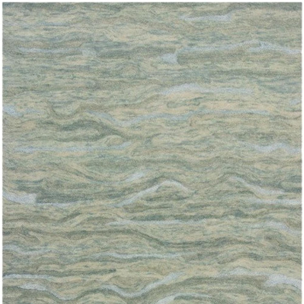 8' X 10' Blue Green And Beige Abstract Hand Tufted Area Rug