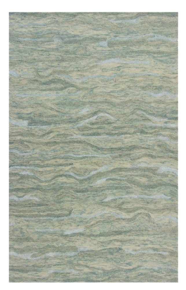 8' X 10' Blue Green And Beige Abstract Hand Tufted Area Rug