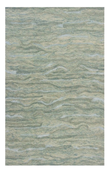 8' X 10' Blue Green And Beige Abstract Hand Tufted Area Rug