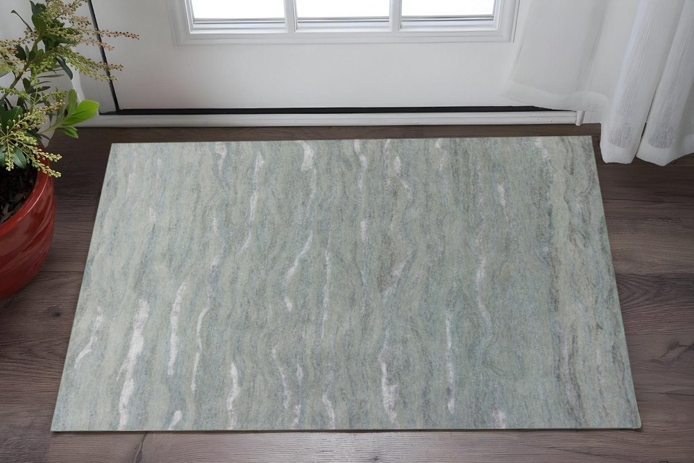 5' X 7' Slate Gray And Ivory Abstract Hand Tufted Area Rug