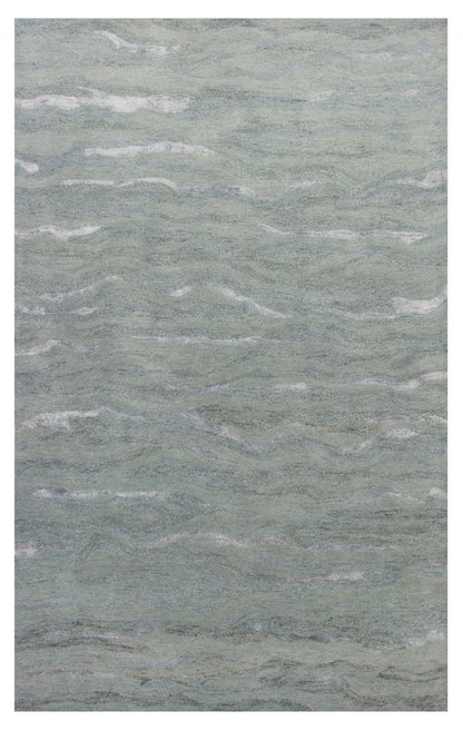 9' X 12' Slate Gray And Ivory Wool Abstract Hand Tufted Area Rug
