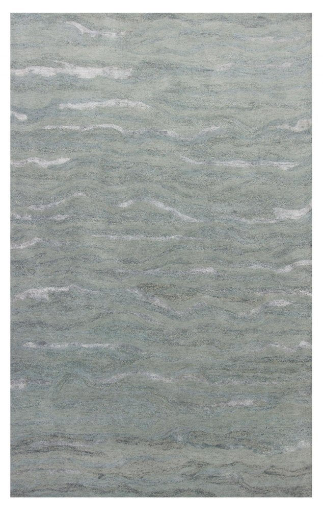 5' X 7' Slate Gray And Ivory Abstract Hand Tufted Area Rug