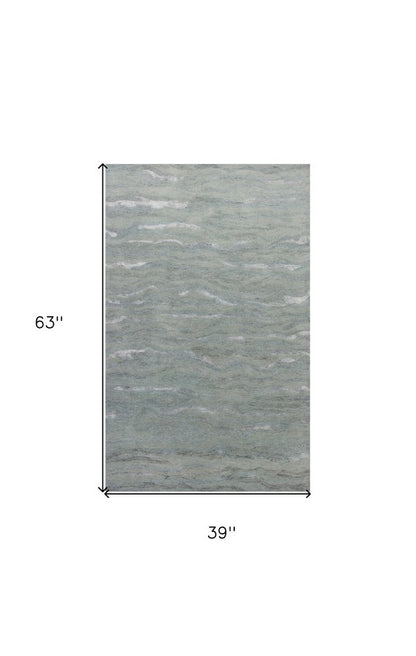 5' X 7' Slate Gray And Ivory Abstract Hand Tufted Area Rug