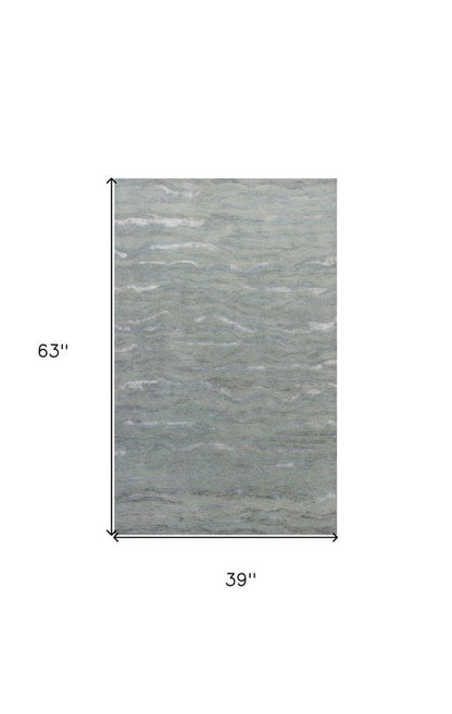 5' X 7' Slate Gray And Ivory Abstract Hand Tufted Area Rug