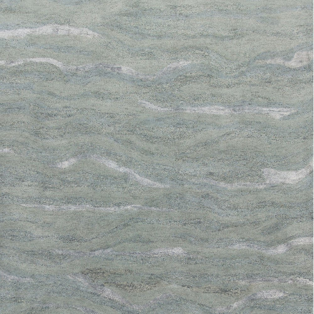 9' X 12' Slate Gray And Ivory Wool Abstract Hand Tufted Area Rug