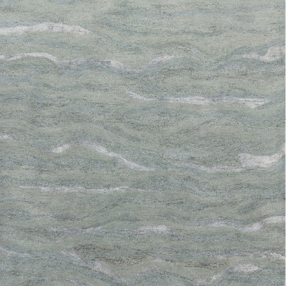 9' X 12' Slate Gray And Ivory Wool Abstract Hand Tufted Area Rug