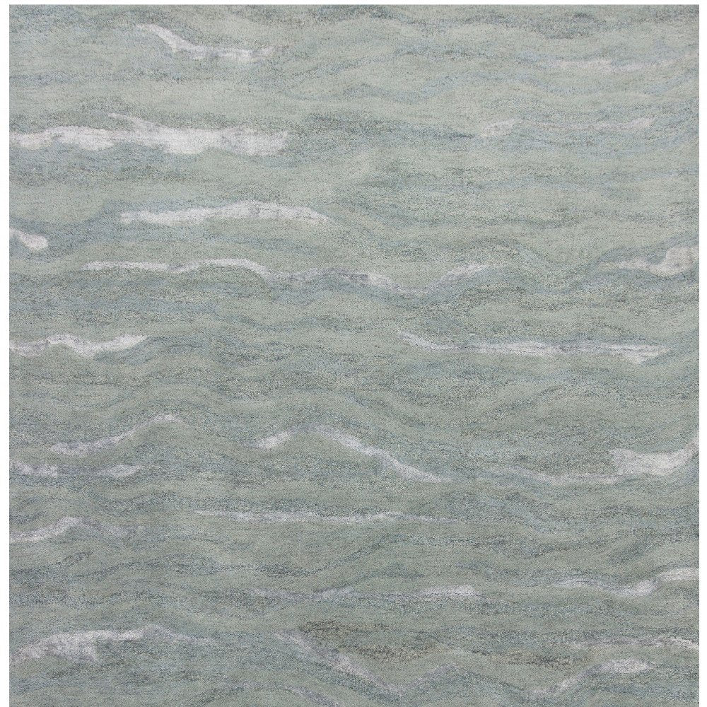 9' X 12' Slate Gray And Ivory Wool Abstract Hand Tufted Area Rug