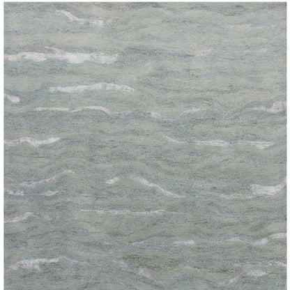 9' X 12' Slate Gray And Ivory Wool Abstract Hand Tufted Area Rug