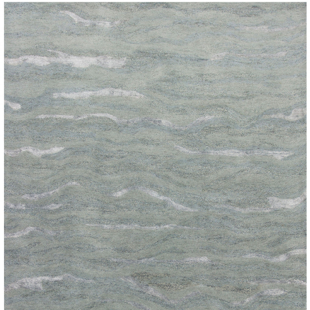 9' X 12' Slate Gray And Ivory Wool Abstract Hand Tufted Area Rug