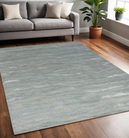 9' X 12' Slate Gray And Ivory Wool Abstract Hand Tufted Area Rug