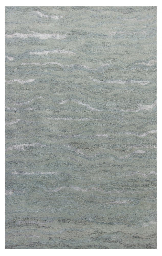 9' X 12' Slate Gray And Ivory Wool Abstract Hand Tufted Area Rug