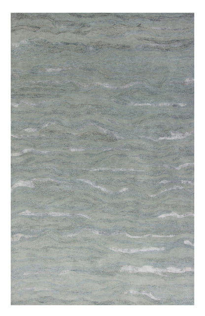 9' X 12' Slate Gray And Ivory Wool Abstract Hand Tufted Area Rug