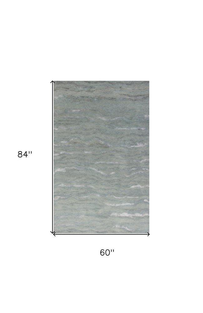 9' X 12' Slate Gray And Ivory Wool Abstract Hand Tufted Area Rug