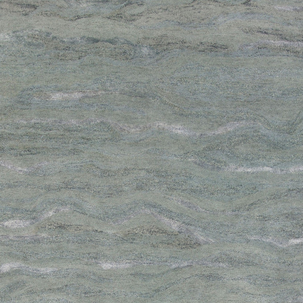 9' X 12' Slate Gray And Ivory Wool Abstract Hand Tufted Area Rug