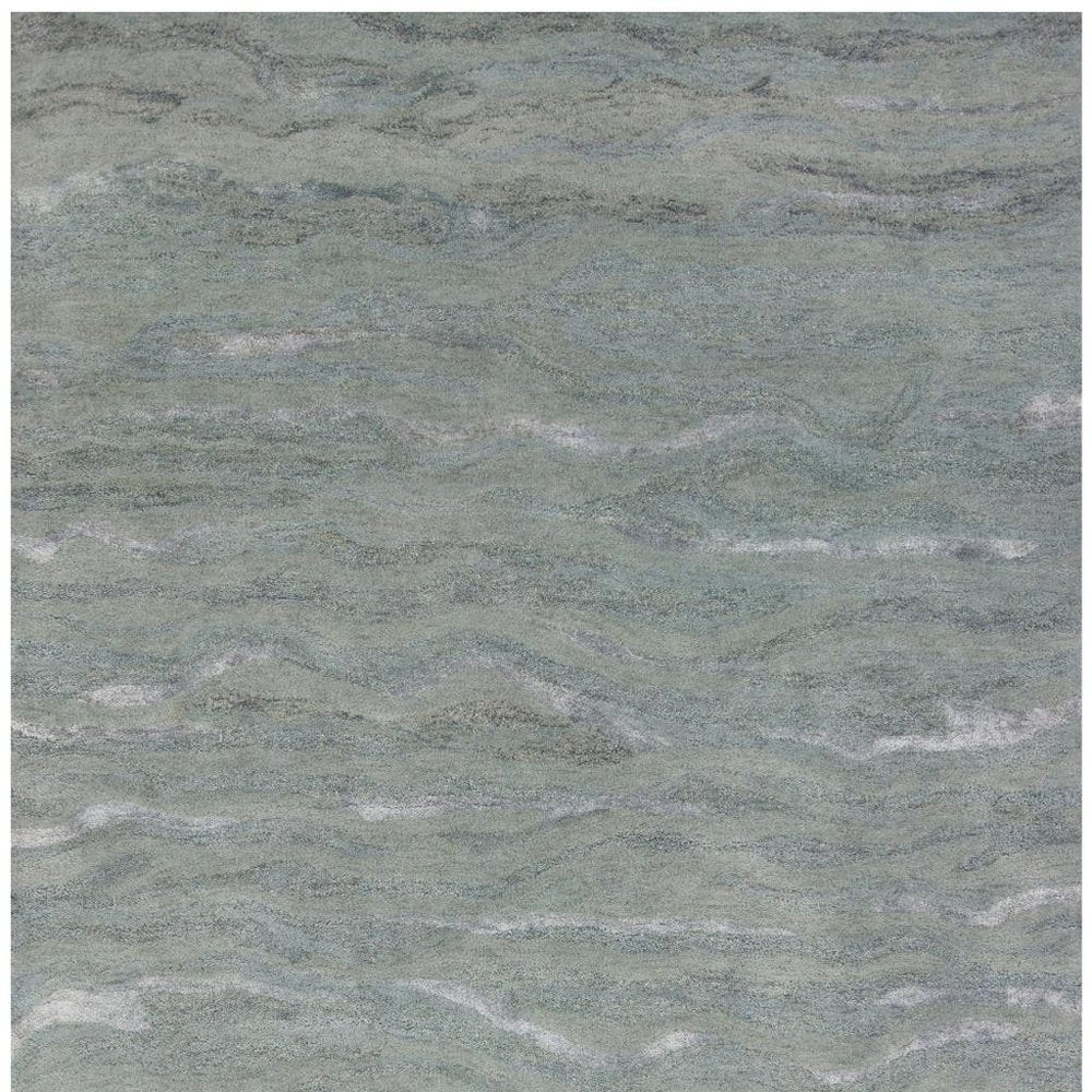 9' X 12' Slate Gray And Ivory Wool Abstract Hand Tufted Area Rug