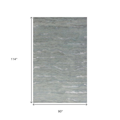 9' X 12' Slate Gray And Ivory Wool Abstract Hand Tufted Area Rug