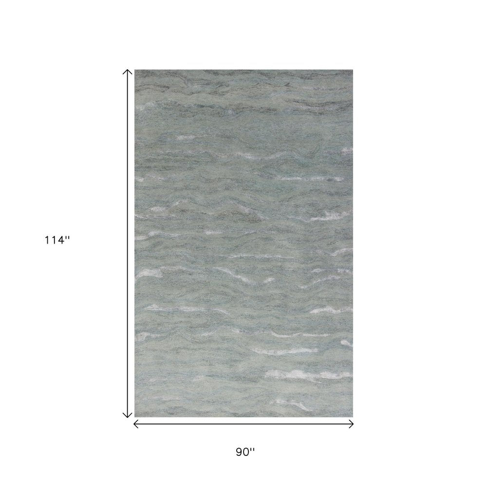 9' X 12' Slate Gray And Ivory Wool Abstract Hand Tufted Area Rug