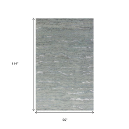 9' X 12' Slate Gray And Ivory Wool Abstract Hand Tufted Area Rug