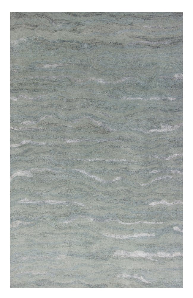 9' X 12' Slate Gray And Ivory Wool Abstract Hand Tufted Area Rug
