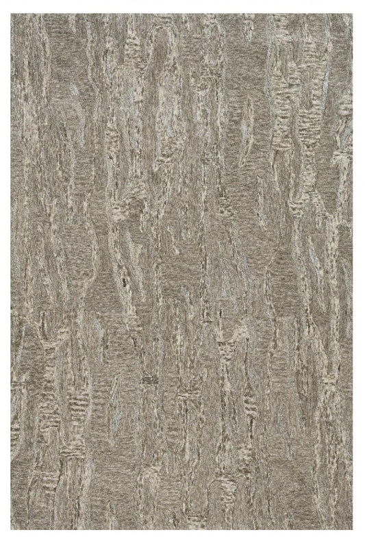 9' X 12' Sand And Gray Wool Abstract Hand Tufted Area Rug