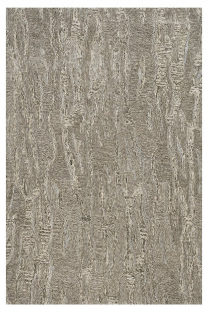 8' X 10' Sand And Gray Abstract Hand Tufted Area Rug