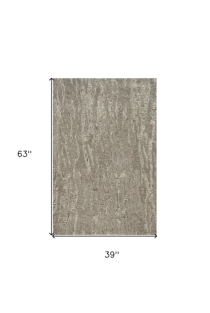 8' X 10' Sand And Gray Abstract Hand Tufted Area Rug